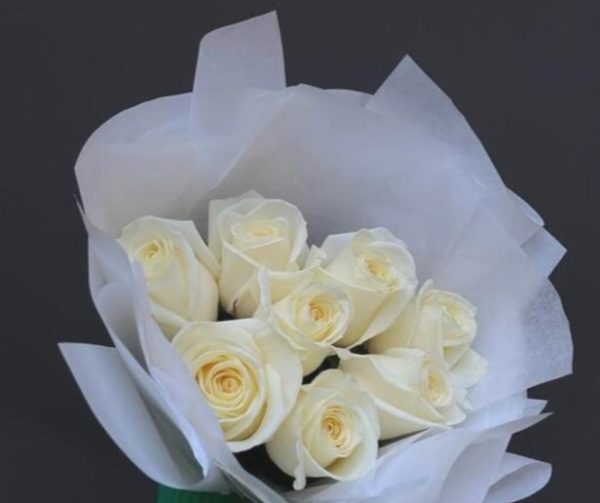 8 rosas blancas