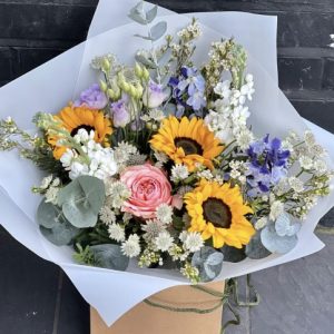 sunflower with roses