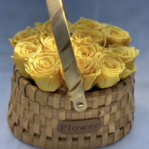 yellow roses in basket